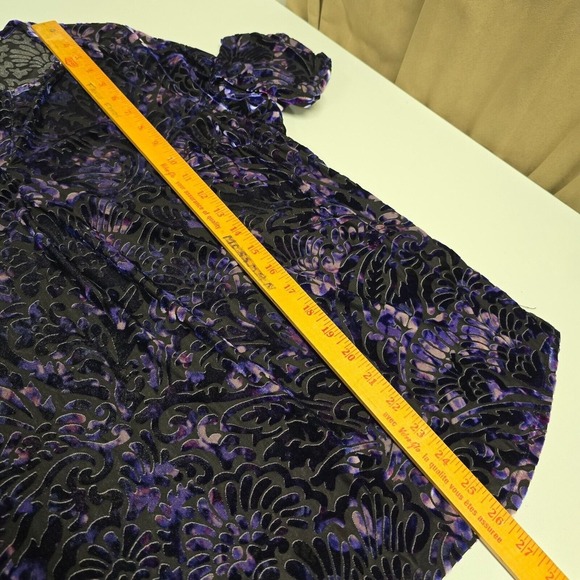 Roz & Ali Women Velvet Burnout Blouse Size 2X Purple 3/4 Sleeve Whimsical Witchy - Picture 11 of 12